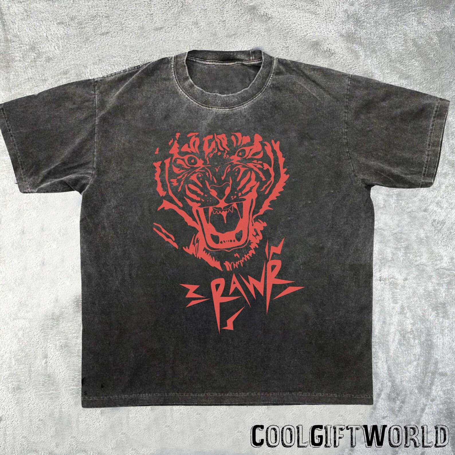 Rawr Tiger T-Shirt, Vintage Retro Cartoon Shirt, Funny Animal Tee S