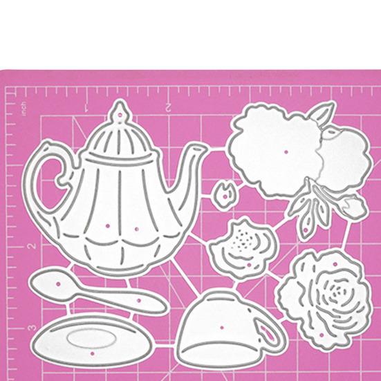 Cutting Mold Teacup Flower Pattern Educational Carbon Steel DIY Scrapbooking Card Decorative Template for Kids
