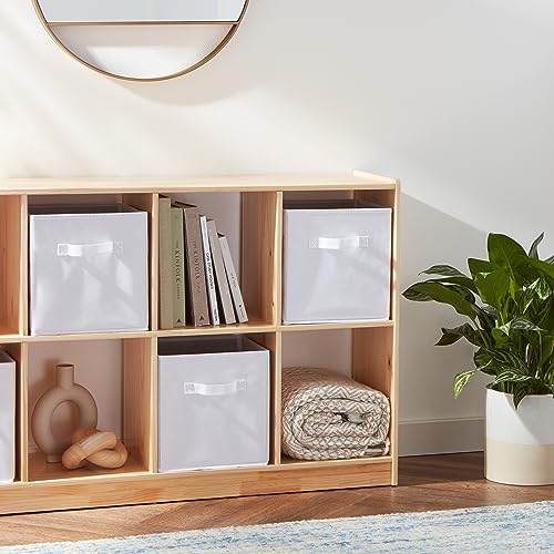 Amazon Basics Foldable Storage Box Set of 6 with Handles, White, 27 X 27 X 28 Cm