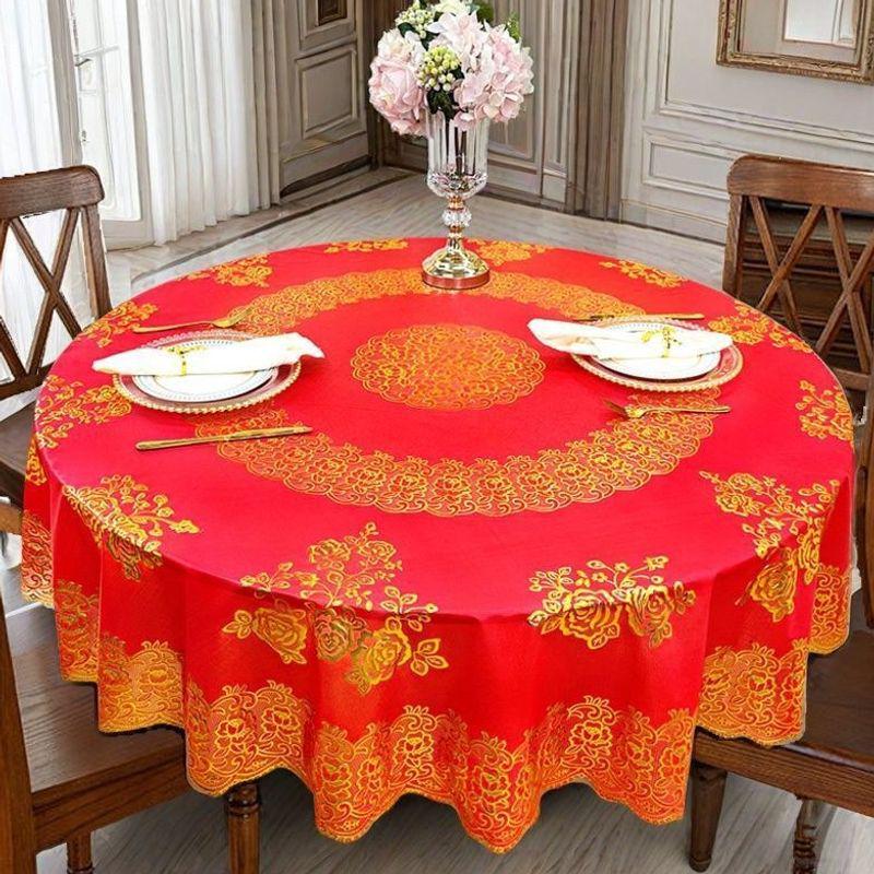 Large Wash-Free Round Tablecloth for Dining and Hotel Use - New Year Boutique Edition