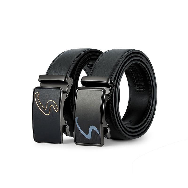 Men's belt automatic buckle leather belt, young people's cowhide belt tide, business suit belt men