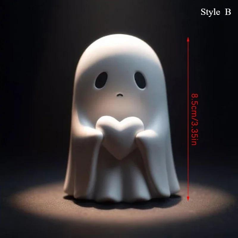 Middle Finger Ghost Statue Cute Small Scary Figurine Halloween Home Decorations Coffee Table Centerpiece Shelf Decoration