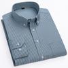 New Cotton Oxford Shirts Men's Long Sleeves Stripe Thin Soft Regular Fit Formal Dress Shirt Pocket Social Blouse Male Clothing