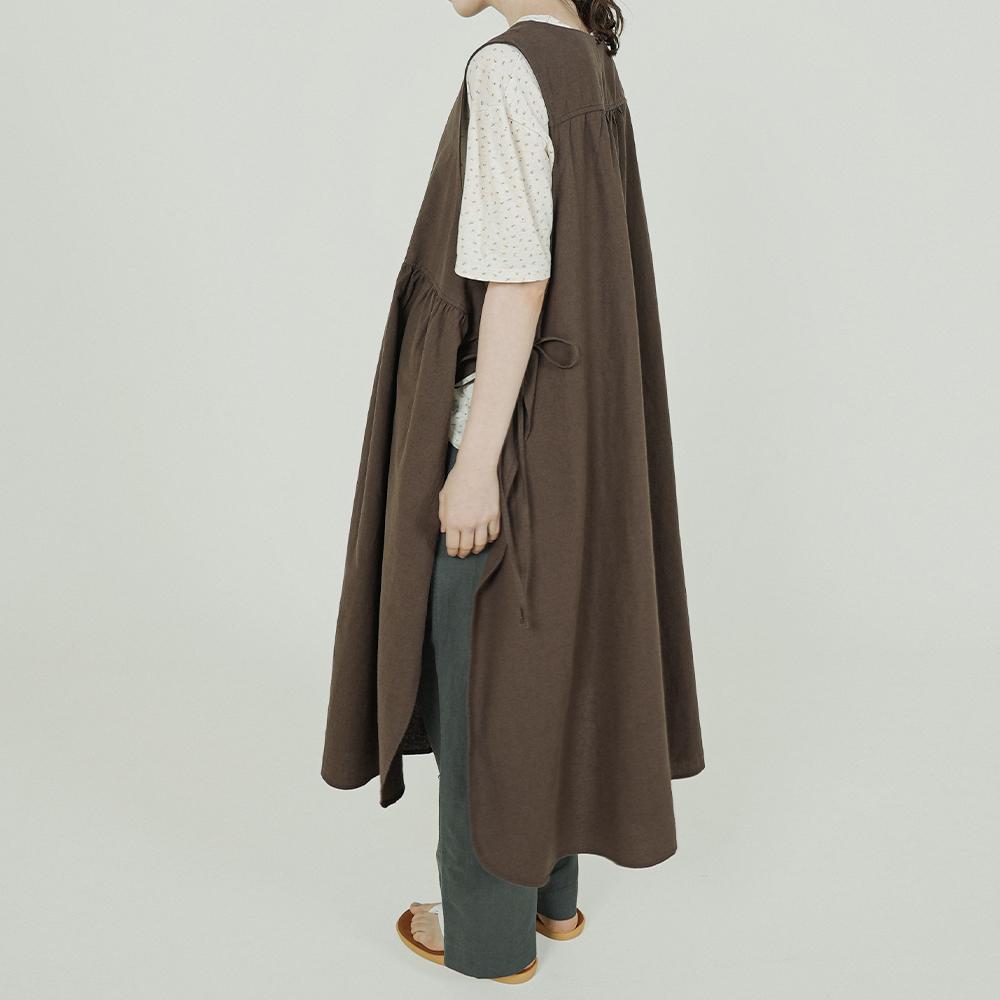 CHIQUITA Apron Dress (Linen) Brown 252201Sbr