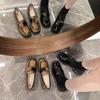 Support 2025 new women's high-heeled single shoes spring and autumn thick heel fashion glossy small leather shoes versatile loafers