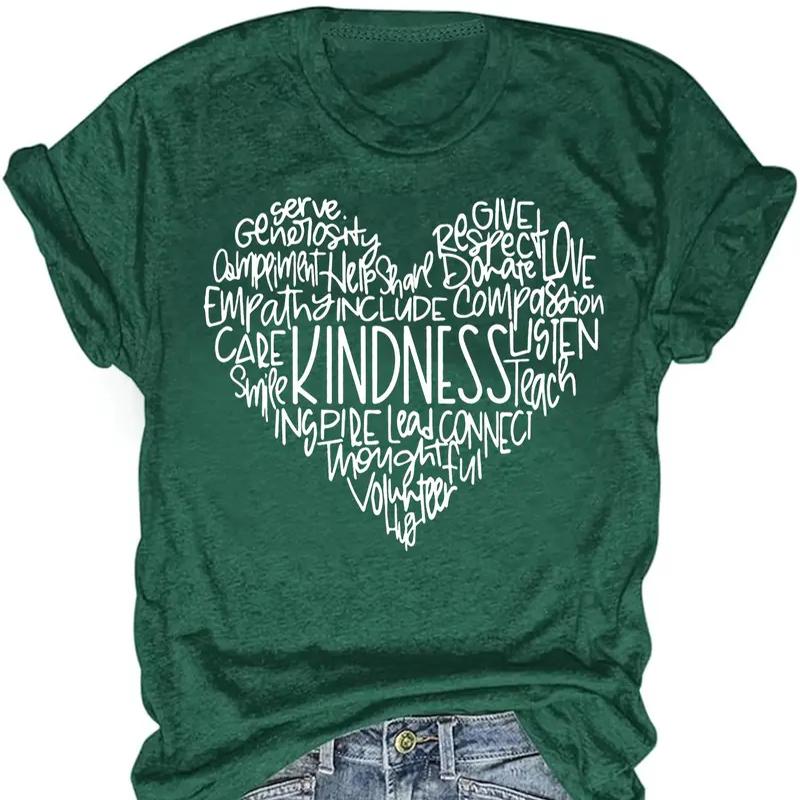 Women Summer T Shirt Print Love Character Short Sleeve Tees Casual Printed Tops