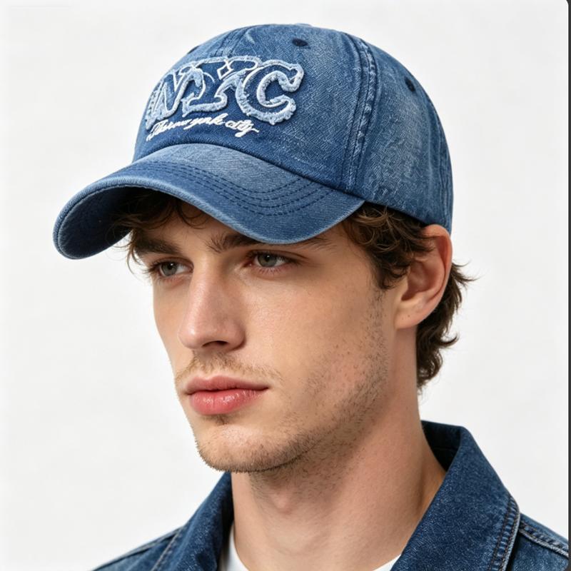 Denim Baseballkappe NYC Buchstaben Stickerei Y2K Mode Damen Herren Kappen Trucker Hüte Unisex Gute Qualität Baumwolle Jeans Blau Hut