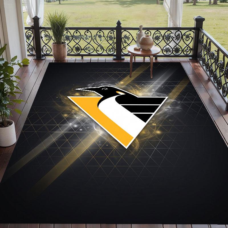 Soft Floor Carpet Pittsburgh Penguins Pattern Area Rug Decorative Mat For Home Room Decoration