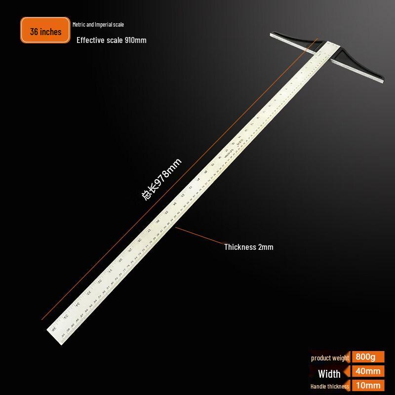 Rongyu 36-inch Stainless Steel T-Square Ruler