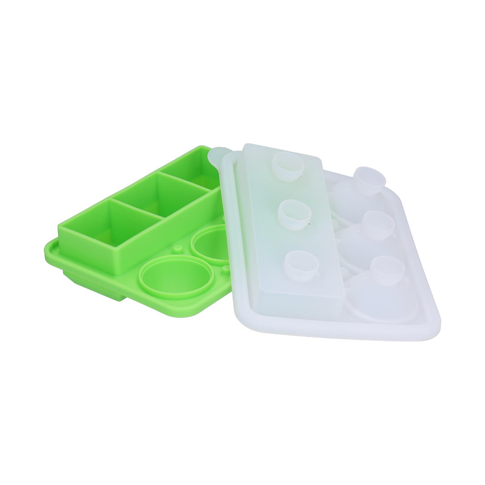 Ice Cubes Tray Food Grade Silicone 6 Grid Ice Tray with Funnel Design for Coffee CocktailLight Green светло-зеленый