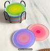 5pcs Acrylic Gradient Color Coasters Round Heat-resistant Coasters Table Decor Beverage Coasters, Coffee Coasters Home Decor