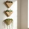 Caixa de Madeira para Vasos para Plantas de Interior Suporte de Parede Vaso Suspenso Boho Vaso de Flores Pequeno em Forma de Triângulo para Sala de Estar Quarto