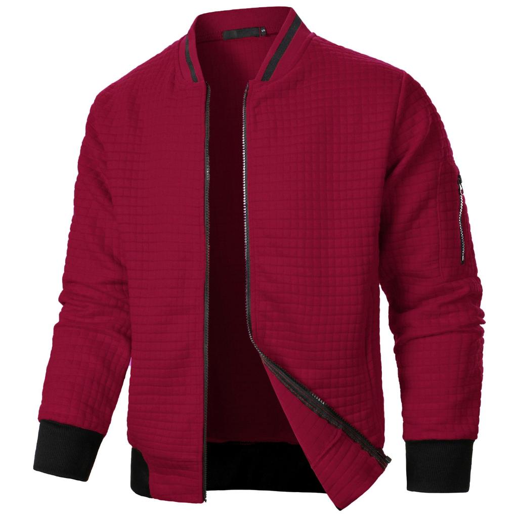 Men's Spring Autumn Baseball Collar Solid Color Jacket Men's Casual Jacket Loose Tops