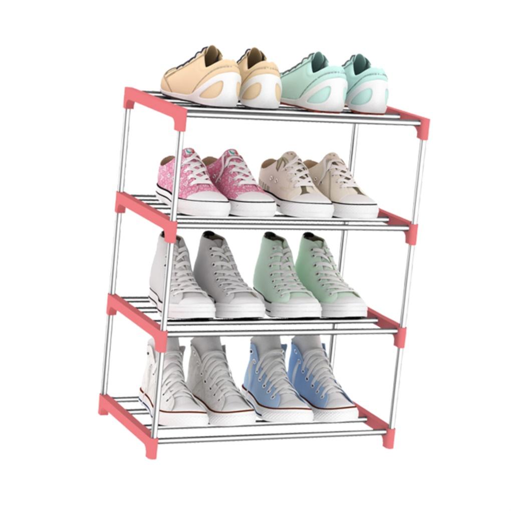 

4-х уровневая полка для обуви, органайзер, многослойная полка для хранения обуви из нержавеющей стали для входной двери, синяя 4 layer