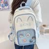 Zaino Gatto Kawaii Ita Bag Grande Capacità Zaino Scolastico in Nylon con Tasca Trasparente per Pin Zaino Anime Carino per Ragazze