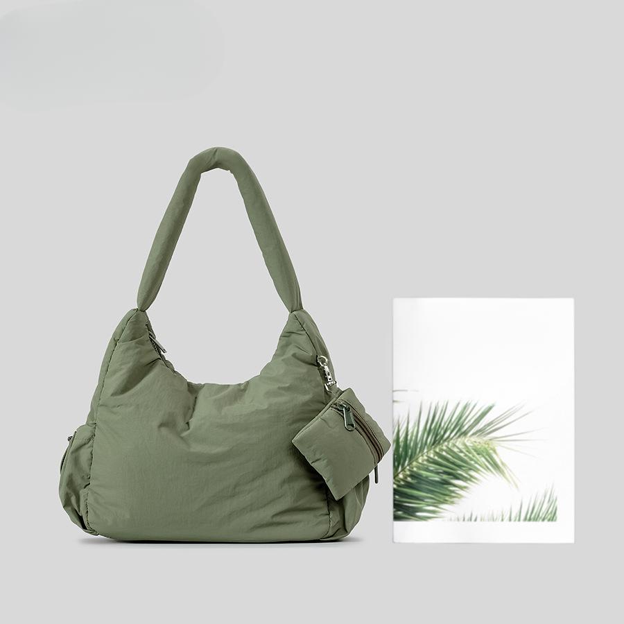 U-shape Nylon Shoulder Bag Female Literary Down Jacket Cotton Handbag Commuter Armpit Bag
