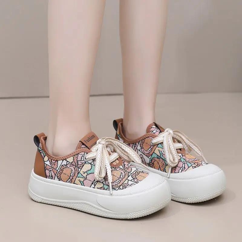 New In Round Toe Lace Up Women's Shoes Offers Stylish High Quality 2025 Vulcanized Shoe Y2k Fashion 39 Casual Ladies Footwear