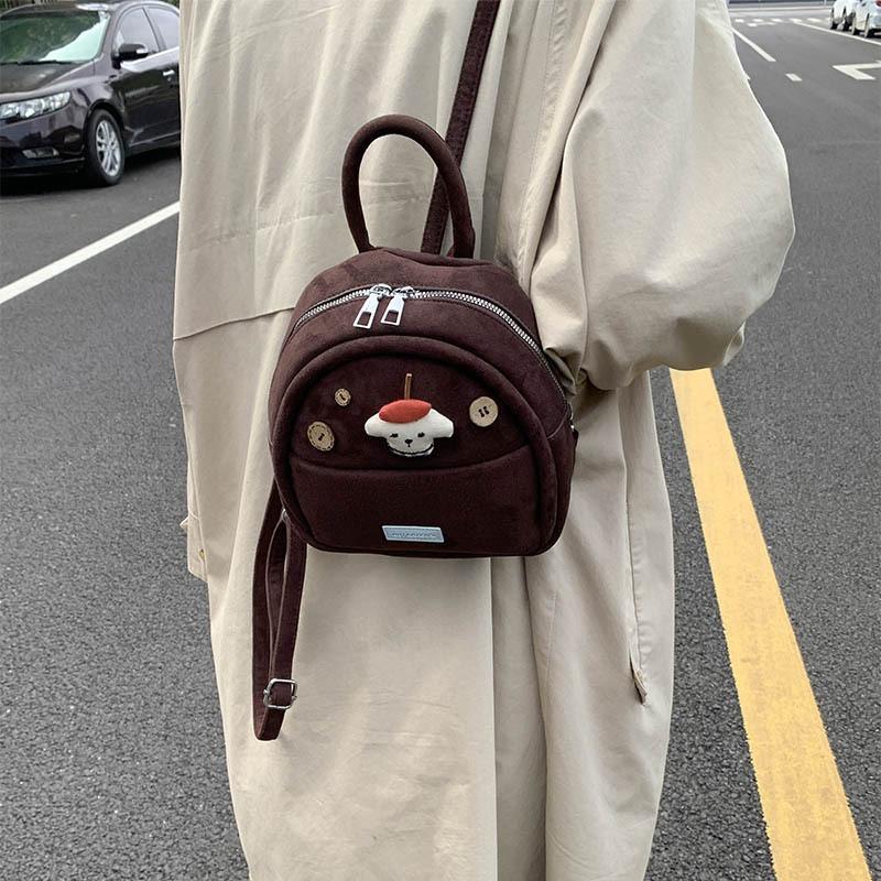 Retro Double Shoulder Small Bag Women's New Autumn and Winter College Style Cute Versatile Commuter Small Backpack