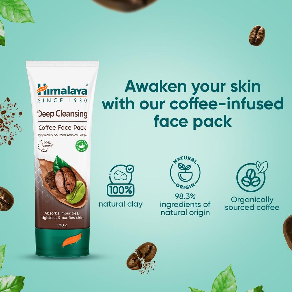 Himalaya Deep Cleansing Coffee Face Pack 100g Single Pack for Radiant Smooth Skin and Natural Glow Daily Skincare