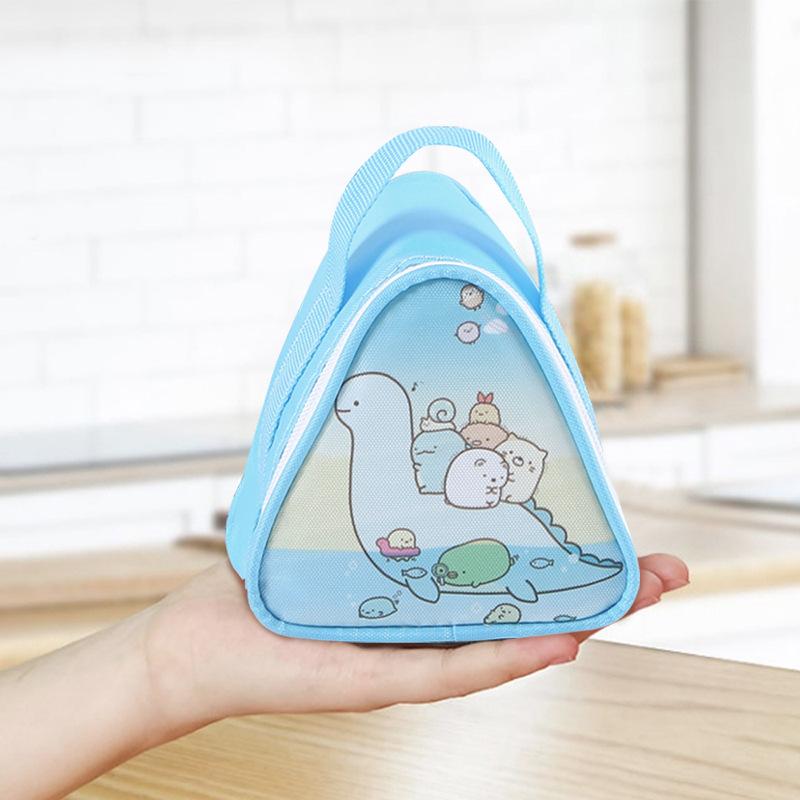 Breakfast Insulation Thermal Bag Small Triangular Rice Ball Lunch Box Bags Cute Portable Food Bento Fresh Pouch for Women Kids M 14X14X11CM
