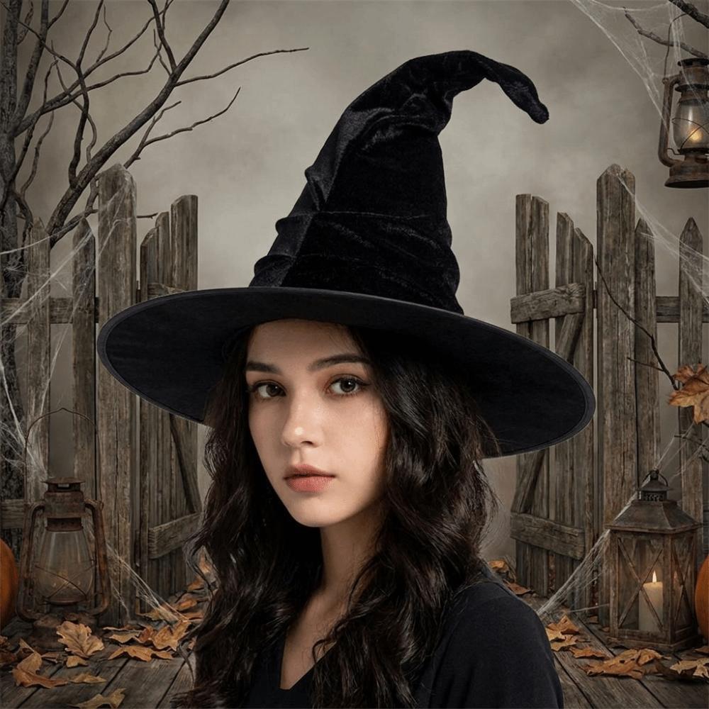 Gefalteter Lolita Hexenhut Großer Rand Damen Zaubererhut Party Kopfschmuck Halloween Hut Damen