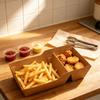Disposable Paper Boats 100 Count Paper Serving Basket Trays with Two Separate Compartments, Open Food Servers That Fit Together for Presenting Fries