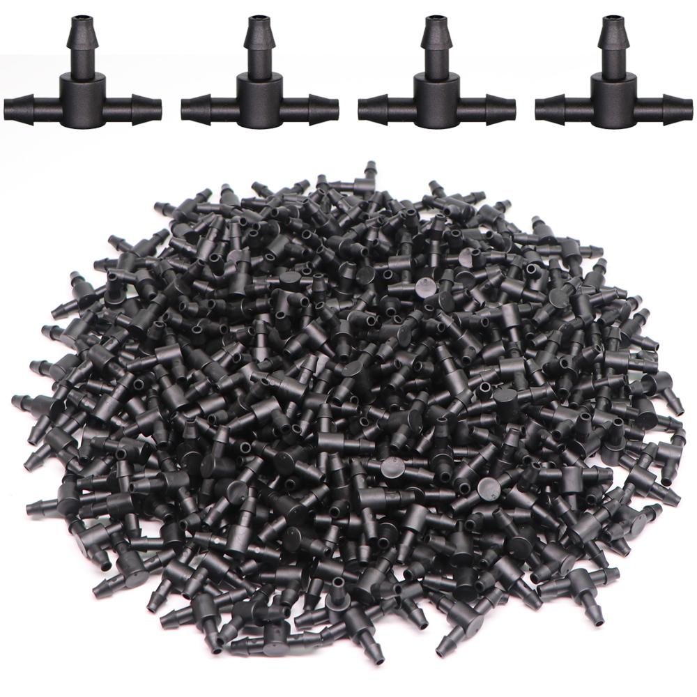 

1/4 шланг капельницы тройник соединитель пластиковый зазубренный 4/7 мм трубка полив соединительная муфта садовый микрокапельный полив инструмент