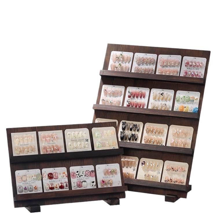 Solid Wood Nail Display Stand for Manicure Shops and Livestream Rooms