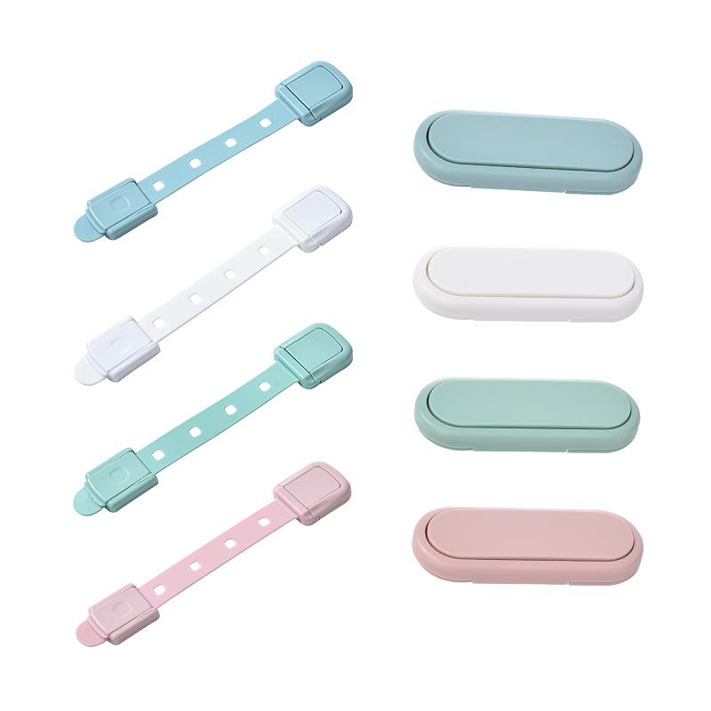 4pcs Children's Infant Wardrobe Short Lock Cabinet Door Double Lock Child Safety Lock Anti-4 Protection Invisible Button Lock