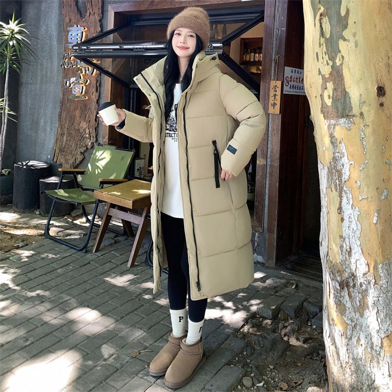 Neue koreanische Version von Damen Winter Lang Über dem Knie Kapuzen Damen Baumwolljacke Gepolsterte Baumwolljacke.