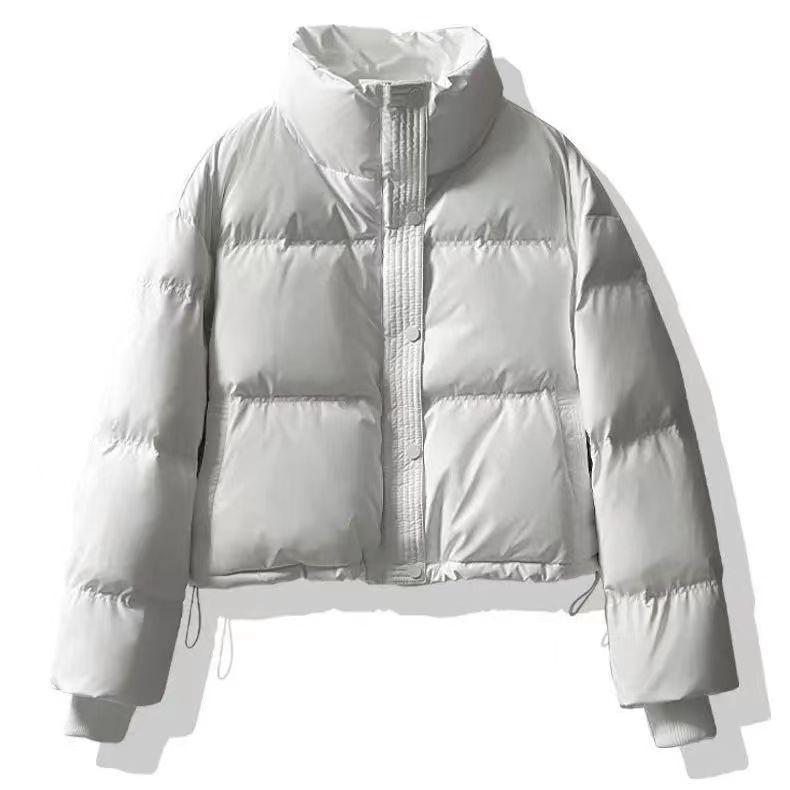 Piumino Corto Imbottito Monocolore Antivento da Donna Inverno Cappotto Corto Caldo Piumino Soffice Vintage Tops Abbigliamento da Donna