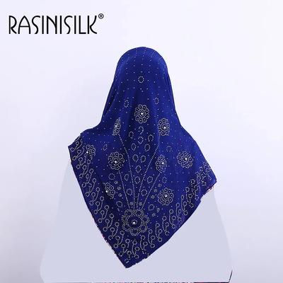 Japan PAT PIn Muslim Square Scarf New Pearl Chiffon 105*105cm Fashion Beaded Headscarf  Turbans Head Scarf Headwraps for Women