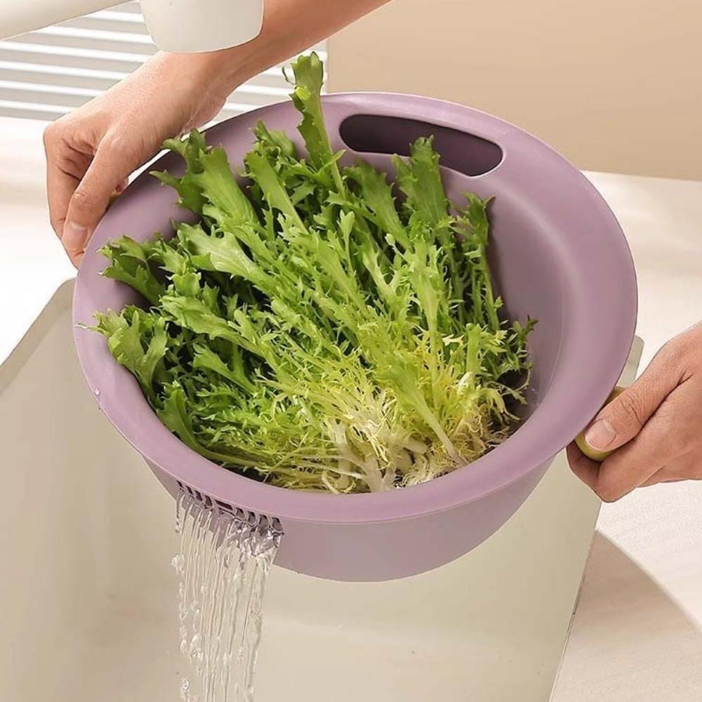 Double Layer Fruit Vegetable Washing Bowl Water-Filtering Basin Food Storage Container  Household