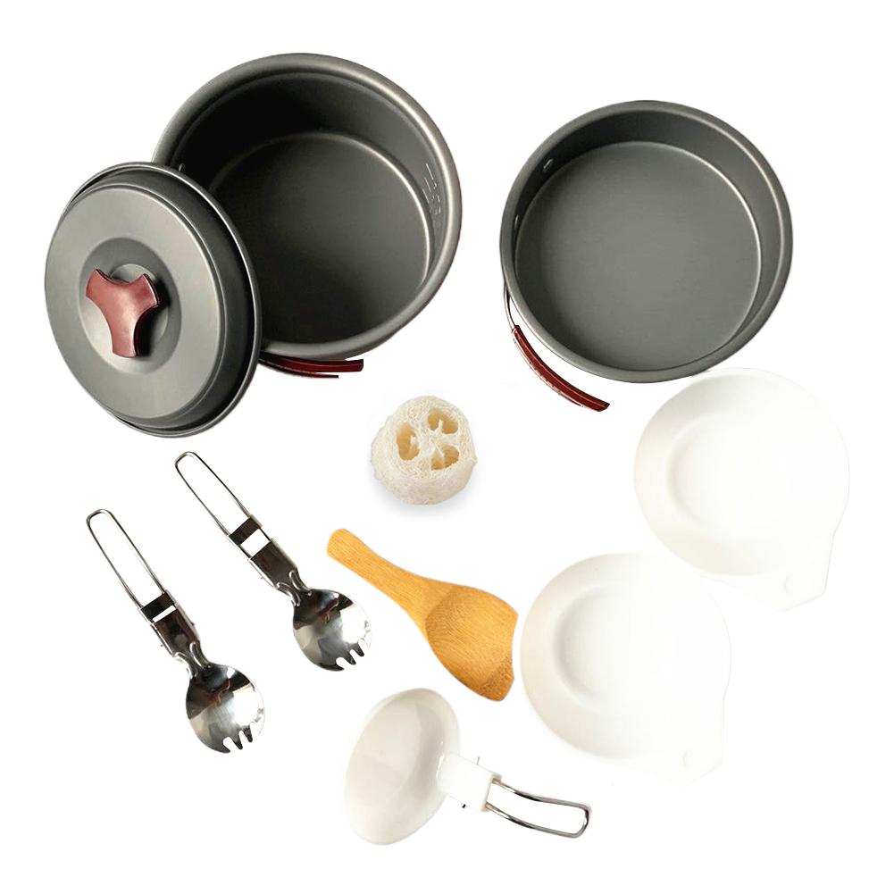 

11Pcs Camping Cooking Utensils with Non-Stick Lightweight Pot Pan Bowls Set Camping Cooking Set for Camping Backpacking Hiking красный