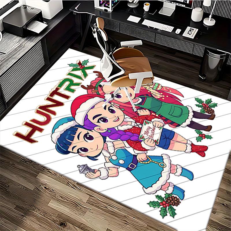 1pc Huntrix Christmas Anime Cartoon Design Office Chair Mat, Non-Slip Carpet for Home Decor, Suitable for All Seasons, Perfect Gift for Office and Gam