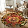 Contemporary Round Cat Multicolor Floor Rug, Non-Slip Floor Mat for Kids Room