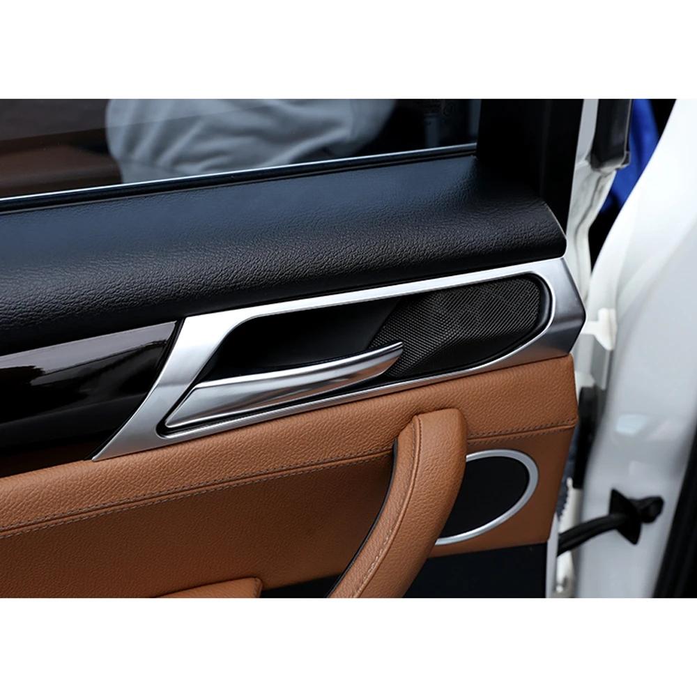 4 sztuk z włókna węglowego wewnętrzna pokrywa klamki samochodu tapicerka miska naklejka dekoracja ABS akcesoria samochodowe dla BMW X3 F25 X4 F26