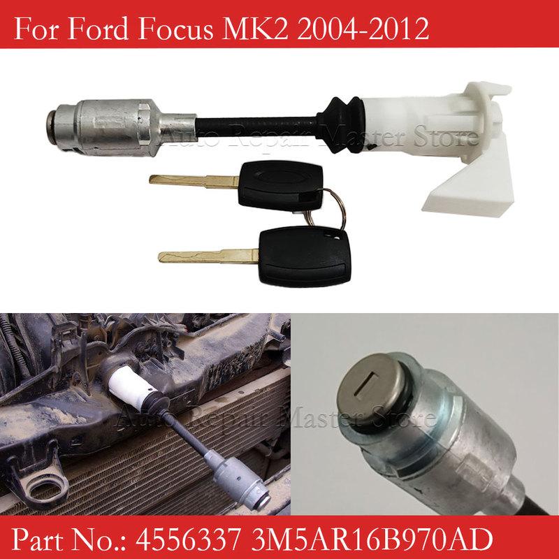 4556337 3M5AR16B970AD For Ford- Focus C-MAX 2003-2007 MK2 2004-2012 with 2 Keys Car Hood Latch Lock Cylinder Repair Kit