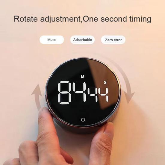Digital Timer Magnetic Large LED Display Volume Adjustable Students Study Round Kitchen Countdown Cooking Baking Timer
