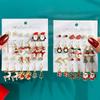 6 Pairs Christmas Earrings Set Selling Cartoon Dripping Oil Elk Santa Claus Christmas Tree Earrings for Women