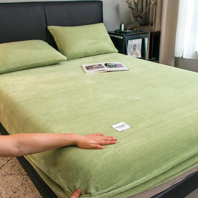 

Нове покривало 2025 р. Фланель Постільна білизна Еластична простирадло М’який захисний матрац (Наволочка Потрібне Замовлення) Bed sheet (90x200x25cm) зелений