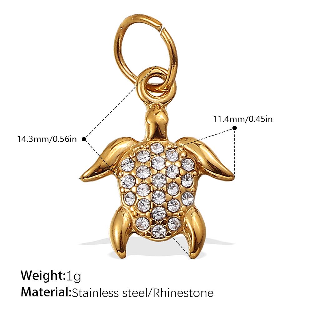 Diamond-Studded Dolphin & Starfish Stainless Steel Pendant - Cute Ocean Animal Jewelry Accessory