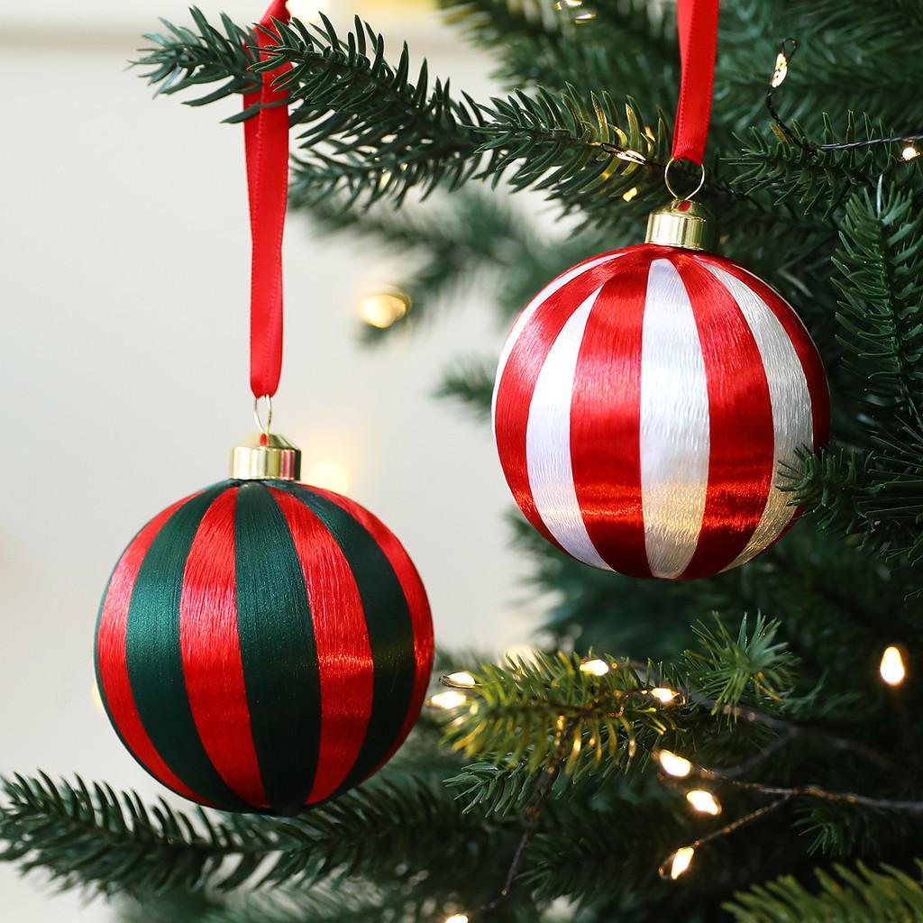 Christmas Tree Ornaments Set With Red And Green Woven Balls For Holiday Decor