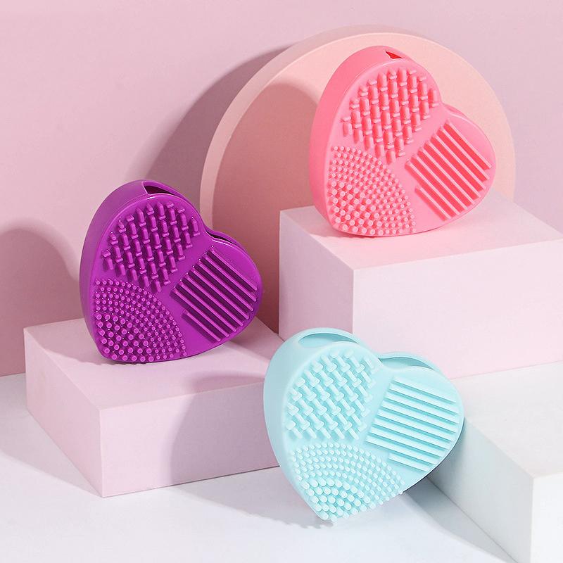 Herzförmiger Make-up-Grundlagenpinsel, Handreiniger, Silikon-Reinigungsmatte, Kosmetikwerkzeug, Reise-tragbares Schlafsaal-Zuhause-Geschenk