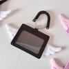 PU Leather Kpop Photocard Holder Angel Wings 2 Card Slot Credit ID Card Protective Case Keychain Photo Display Card Holder