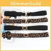 Fashion Black And Leopard Print Elastic Waistband With Buckle Design For Formal Events