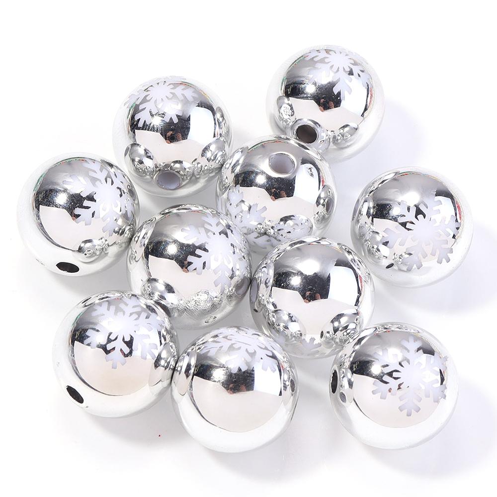

10pcs 16mm UV Print Xmas Acrylic Beads Christmas Beads Christmas Tree Snowflake Bell Beads For Jewelry Making Decoration Beads