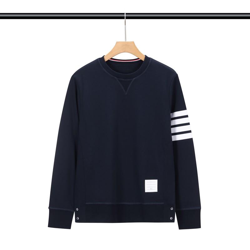TB Striped Woven Crewneck Sweatshirt Unisex Slim Fit Casual Top