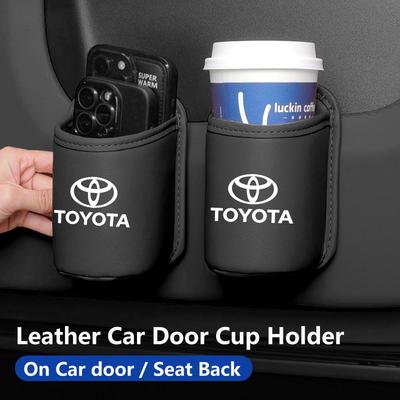 Leather Car Door Cup Holder Drink Storage Keys Organizer For Corolla Yaris Camry Prius RAV4 CHR Hilux Aygo Accessories