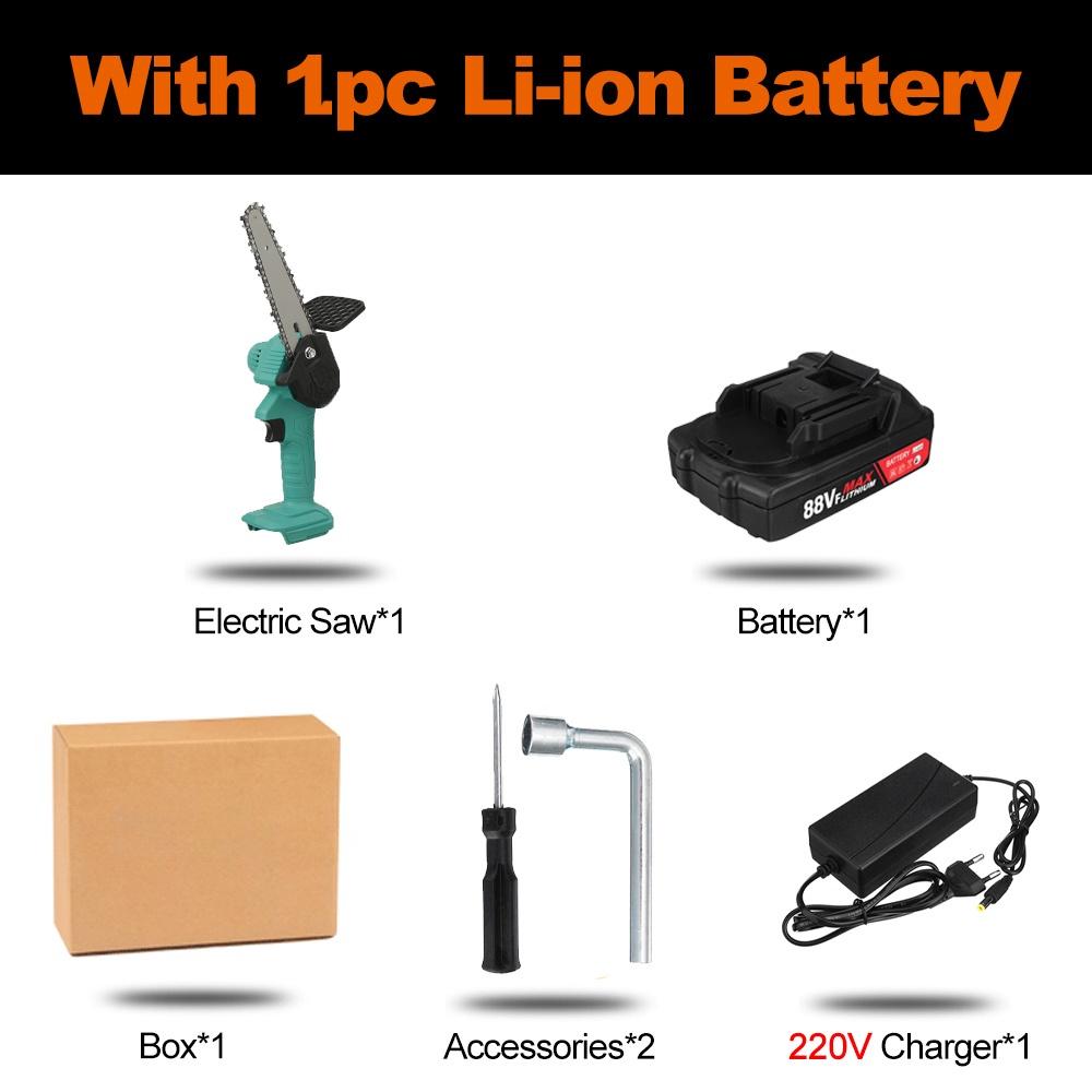 1200W 6 Inch Pruning ChainSaw Woodworking Cutter Power Tool Cordless Garden Logging Saw Electric Chain Saw With 2 Battery